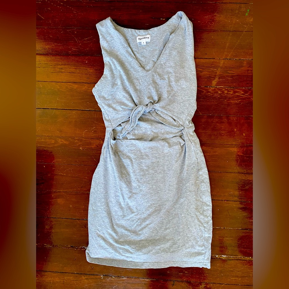 Gray Cutout Tie Dress